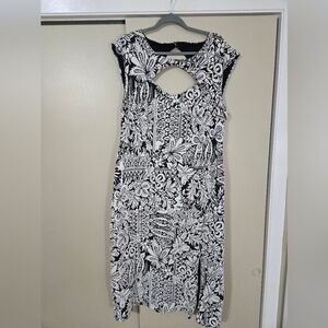 Anthropologie Black and White Jacquard Floral Dress Size XL